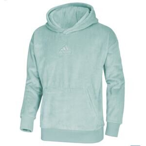 Adidas Girls silken Feece hoodie Long sleeve cozy pullover light blue Large US14